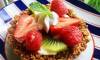 Fresh fruit tart with homemade granola crust.